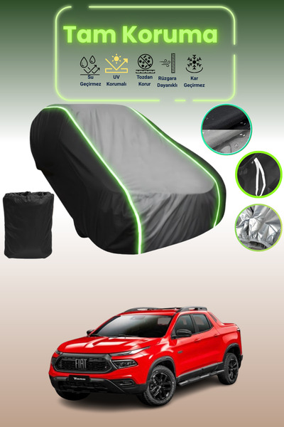 Dokaca Neo غطاء حماية متوافق مع سيارة فيات تورو قماش مجدّل باللون الأسود_الرم...