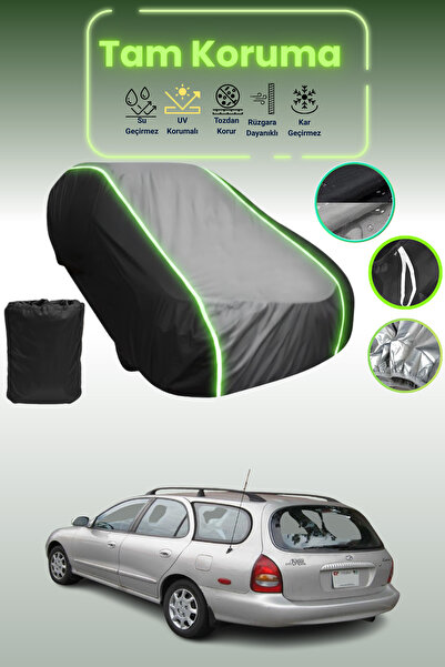 Dokaca Neo غطاء حماية متوافق مع سيارة هيونداي إلنترا قماش مجدّل 2 واجن باللون الأسود_الرمادي_الأسود النيون