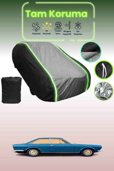 Dokaca Neo غطاء حماية متوافق مع سيارة فيات 124 سبورت كوبيه موديلات 1967-1969، لون أسود_رمادي_أسود نيون، غطاء سيارة قماشي