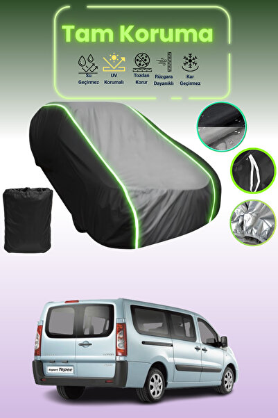 Dokaca Neo غطاء حماية متوافق مع سيارة بيجو تيبي إكسبرت 2007 - 2021 باللون الأسود_الرمادي_الأسود النيون قماش مجدّل