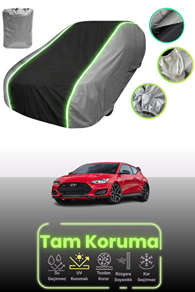 Dokaca Neo غطاء حماية للسيارة باللون الرمادي والأسود والرمادي النيون قماش مجدّل متوافق مع سيارة هيونداي فيلوستر إن 2018 - 2021