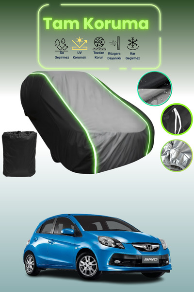 Dokaca Neo غطاء حماية متوافق مع سيارة هوندا بريو قماش مجدّل باللون الأسود_الرمادي_الأسود النيون