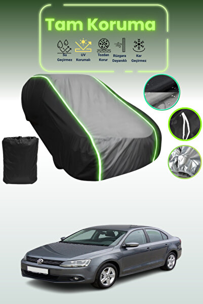 Dokaca Neo غطاء حماية متوافق مع سيارة فولكس فاجن جيتا 2005 - 2011 باللون الأسود_الرمادي_الأسود النيون قماش مجدّل