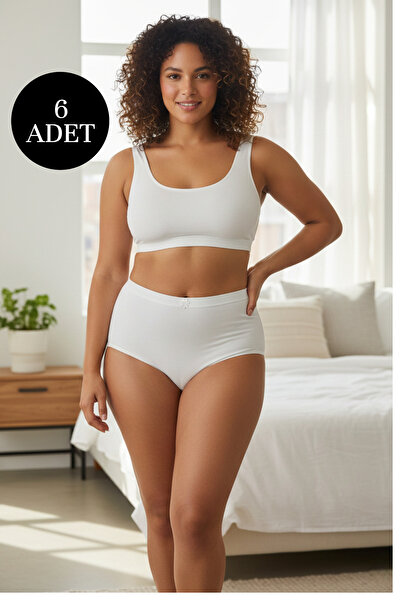 Miss Dünya Lissa Women's White High Waist 6-Piece Bato Panties