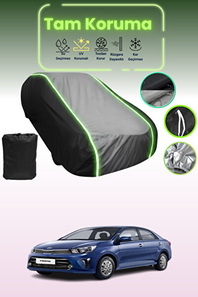 Dokaca Neo غطاء حماية متوافق مع سيارة كيا بيجاس قماش مجدّل باللون الأسود_الرمادي_الأسود النيون