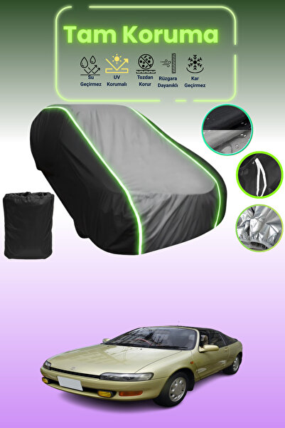 Dokaca Neo Black_Grey_Black Neon Corded Fabric Toyota Sera Compatible Protection Cover Car Tarpaulin