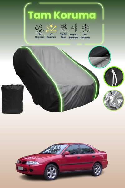 Dokaca Neo غطاء حماية متوافق مع سيارة ميتسوبيشي كاريزما هاتشباك قماش مجدّل باللون الأسود_الرمادي_الأسود النيون