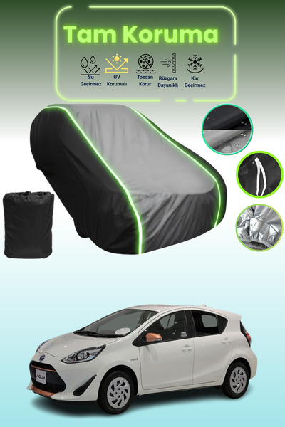 Dokaca Neo غطاء حماية متوافق مع سيارة تويوتا أكوا كروس أوفر قماش مجدّل باللون الأسود_الرمادي_الأسود النيون