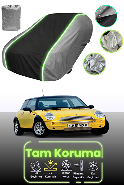 Dokaca Neo غطاء حماية للسيارة باللون الرمادي والأسود والرمادي النيون قماش مجدّل ميني كوبر هاتش 2001 - 2006 متوافق مع السيارة