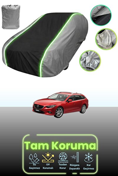 Dokaca Neo غطاء حماية للسيارة باللون الرمادي والأسود والرمادي النيون قماش مجدّل مازدا 6 3 سبورت كومبي متوافق مع السيارة