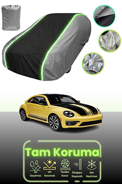 Dokaca Neo غطاء حماية للسيارة باللون الرمادي والأسود والرمادي النيون قماش مجدّل فولكس فاجن بيتل جي إس آر 2013 - 2014