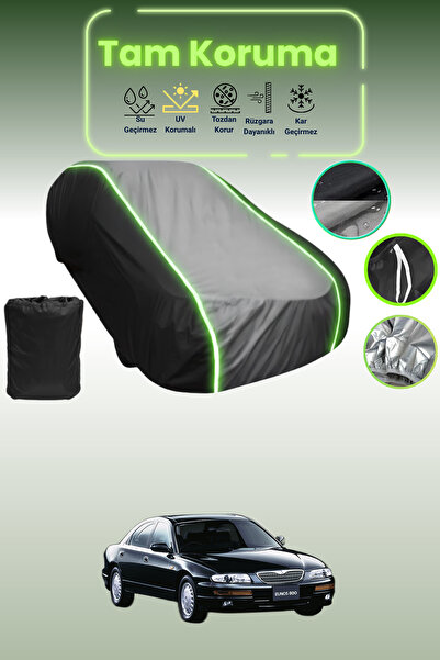 Dokaca Neo غطاء حماية متوافق مع سيارة مازدا يونوس 800 باللون الأسود_الرمادي_الأسود النيون قماش مجدّل