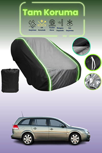 Dokaca Neo غطاء حماية متوافق مع سيارة أوبل فيكترا كارافان 2002 - 2005 باللون الأسود_الرمادي_الأسود النيون قماش مجدّل