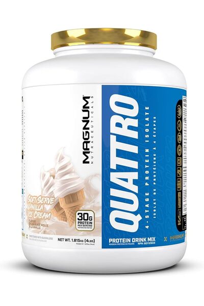 Magnum Nutraceuticals QUATTRO 4-STAGE PROTEIN ISOLATE 4LBS SOFT SERVE VANILLA ICE CREAM