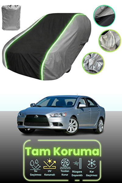 Dokaca Neo غطاء حماية للسيارة باللون الرمادي والأسود والرمادي النيون قماش مجدّل متوافق مع سيارة ميتسوبيشي لانسر 2007 - 2015