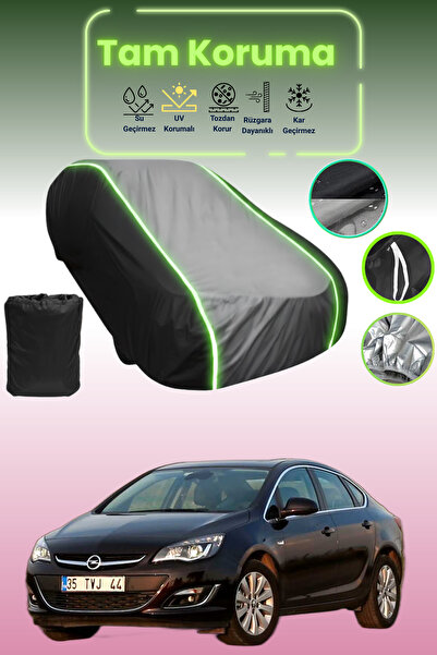 Dokaca Neo غطاء حماية متوافق مع سيارة أوبيل أسترا سبورت سيدان قماش مجدّل من 2012 إلى 2021، أسود_رمادي_أسود نيون