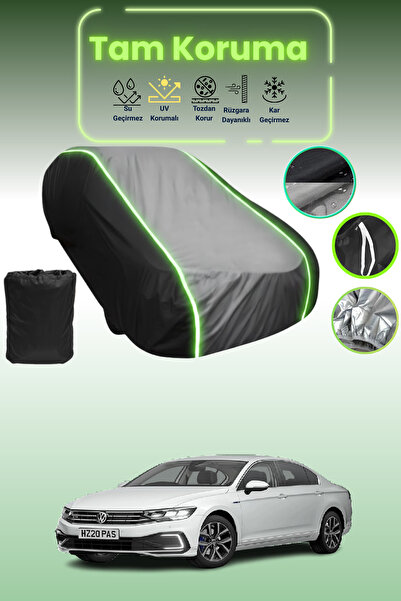 Dokaca Neo غطاء حماية متوافق مع سيارة فولكس فاجن باسات جي تي إي قماش مجدّل من 2015 إلى 2019 باللون الأسود_الرمادي_الأسود النيون