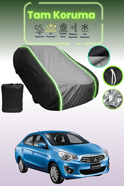 Dokaca Neo غطاء حماية متوافق مع سيارة ميتسوبيشي أتراج قماش مجدّل باللون الأسود_الرمادي_الأسود النيون