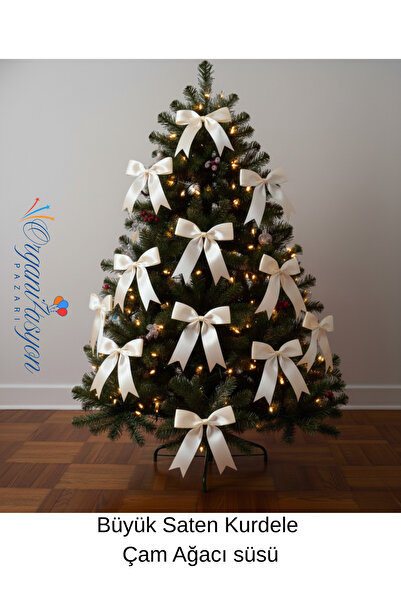 Organizasyon Pazarı Ornament pentru brad de Crăciun, fundă mare, 1 bucată, panglică decorativă, promisiune, logodna, henna, ornament pentru pachet cadou