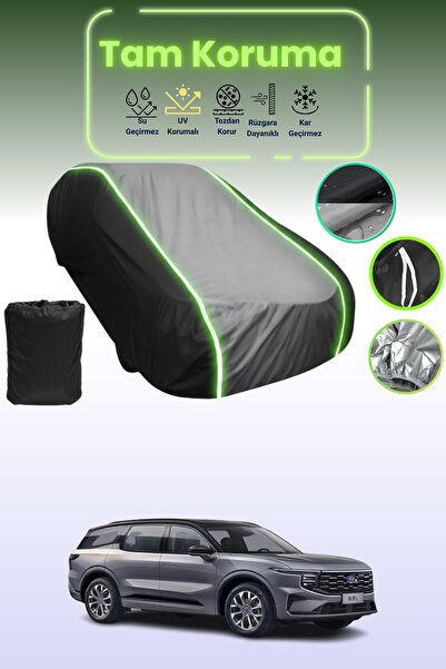 Dokaca Neo غطاء حماية متوافق مع سيارة فورد إيدج L 3 باللون الأسود_الرمادي_الأسود النيون قماش مجدّل