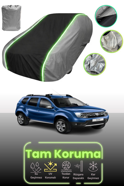 Dokaca Neo غطاء حماية للسيارة باللون الرمادي والأسود والرمادي النيون قماش مجدّل متوافق مع سيارة داسيا داستر 2013 - 2017