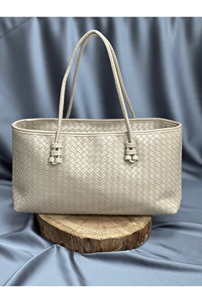 BENAHOLL Women's Bag Safire Knitted Woven Thin Strap Zippered Tote Hand and Shoulder Baguette Bag-Dn106 Mink