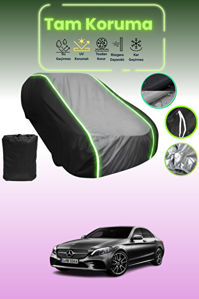 Dokaca Neo غطاء حماية متوافق مع سيارة مرسيدس بنز فئة C باللون الأسود_الرمادي_الأسود النيون قماش مجدّل