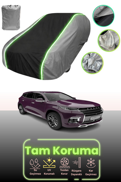 Dokaca Neo غطاء حماية للسيارة باللون الرمادي والأسود والرمادي النيون قماش مجدّل متوافق مع سيارة تشيري إكسيد تي إكس إل