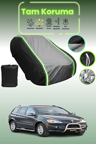 Dokaca Neo غطاء حماية متوافق مع سيارة سانج يونج كايرون قماش مجدّل من 2004 إلى 2021، أسود_رمادي_أسود نيون