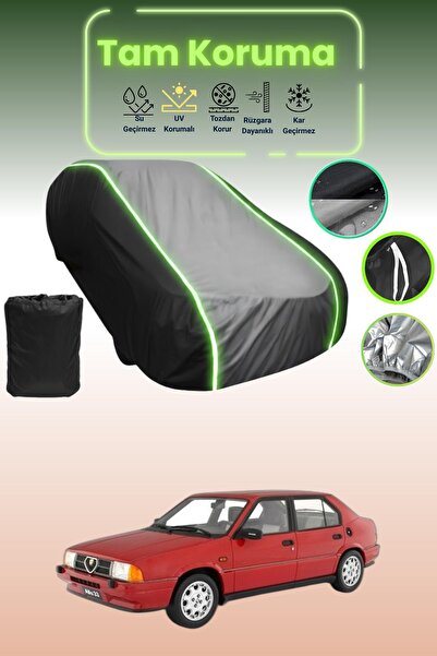 Dokaca Neo غطاء حماية متوافق مع سيارة ألفا روميو قماش مجدّل باللون الأسود_الرمادي_الأسود النيون، غطاء سيارة من القماش المشمع