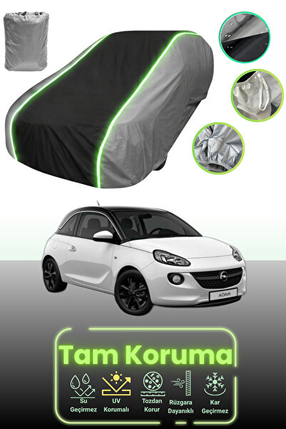 Dokaca Neo غطاء حماية للسيارة باللون الرمادي والأسود والرمادي النيون قماش مجدّل متوافق مع سيارة أوبل آدم