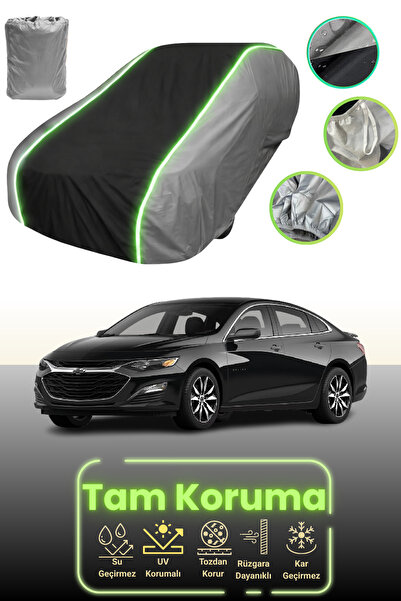 Dokaca Neo غطاء حماية للسيارة باللون الرمادي والأسود والرمادي النيون قماش مجدّل متوافق مع سيارة شيفروليه ماليبو
