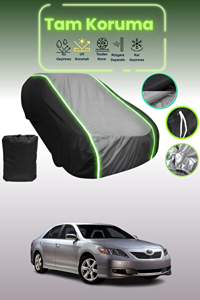 Dokaca Neo غطاء حماية متوافق مع سيارة تويوتا كامري هايبرد 2009 - 2014 باللون الأسود_الرمادي_الأسود النيون قماش مجدّل