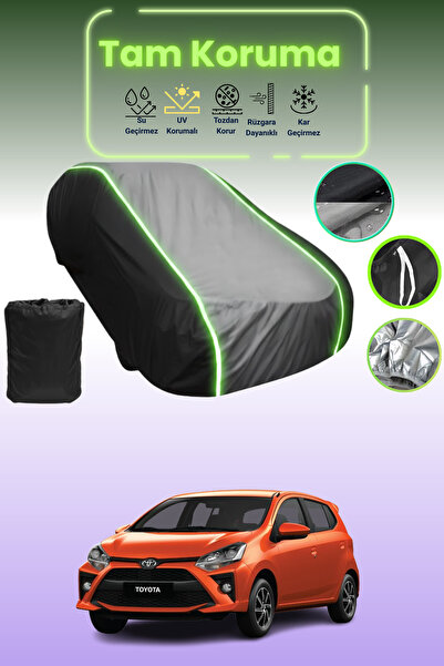 Dokaca Neo غطاء حماية متوافق مع سيارة تويوتا ويجو قماش مجدّل باللون الأسود_الرمادي_الأسود النيون