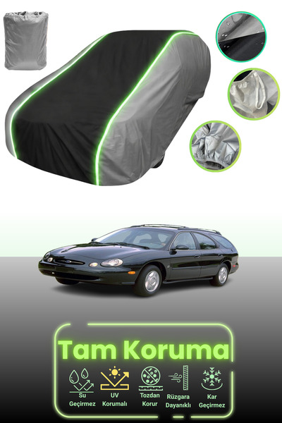 Dokaca Neo غطاء حماية للسيارة باللون الرمادي والأسود والرمادي النيون قماش مجدّل فورد توروس واجون 1995 - 1999 متوافق مع غطاء حماية السيارة