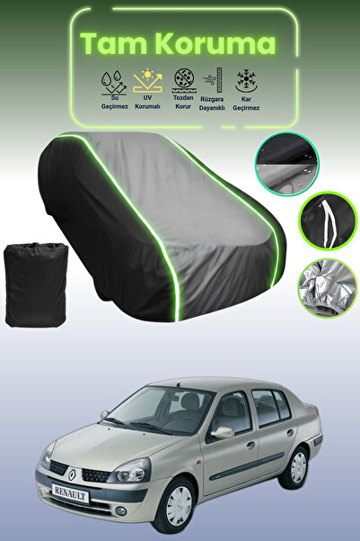 Dokaca Neo غطاء حماية متوافق مع سيارة رينو كليو سيمبول قماش مجدّل باللون الأسود_الرمادي_الأسود النيون