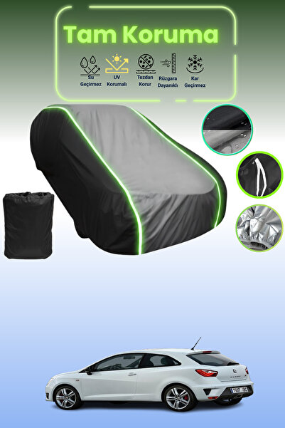 Dokaca Neo غطاء حماية متوافق مع سيارة ايبيزا كوبرا قماش مجدّل مقاعد 2012 - 2017، أسود_رمادي_أسود نيون