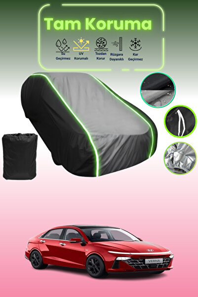 Dokaca Neo غطاء حماية متوافق مع سيارة هيونداي فيرنا V باللون الأسود_الرمادي_الأسود النيون قماش مجدّل