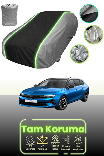 Dokaca Neo غطاء حماية للسيارة باللون الرمادي والأسود والرمادي النيون قماش مجدّل متوافق مع سيارة أوبل أسترا L سبورتس تورر