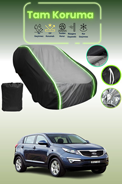 Dokaca Neo غطاء حماية متوافق مع سيارة كيا سبورتاج 2010 - 2013 باللون الأسود_الرمادي_الأسود النيون قماش مجدّل