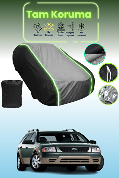 Dokaca Neo غطاء حماية متوافق مع سيارة فورد فريستايل قماش مجدّل من 2004 إلى 2007 باللون الأسود_الرمادي_الأسود النيون