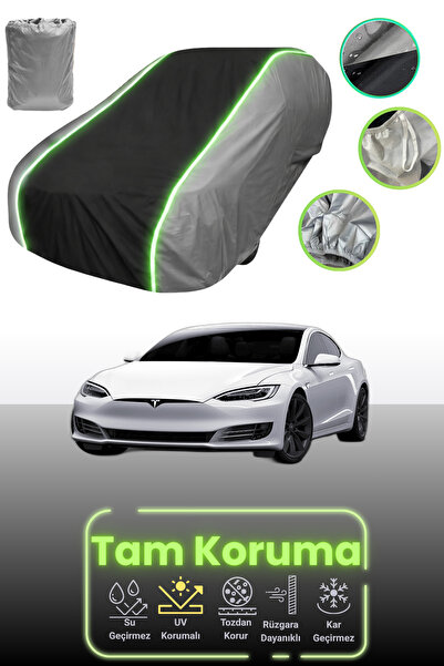 Dokaca Neo غطاء حماية للسيارة باللون الرمادي والأسود والرمادي النيون قماش مجدّل متوافق مع طراز تسلا X