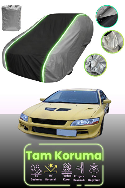 Dokaca Neo غطاء حماية للسيارة باللون الرمادي والأسود والرمادي النيون قماش مجدّل متوافق مع سيارة ميتسوبيشي لانسر إيفولوشن VII