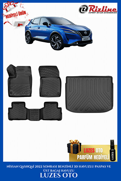 Rizline Nissan Qashqai 3D Havuzlu Paspas ve ÜST Bagaj Havuzu BENZİNLİ 2023 Mo...