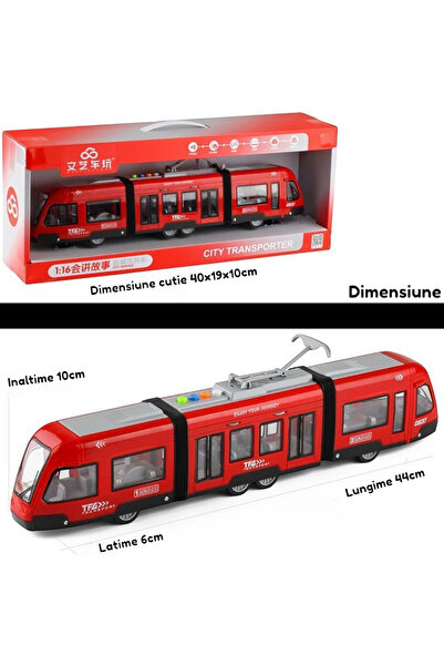 OEM Trolleybus with lights and sound, batteries, 4 control buttons, and electric tram, interactive lights
