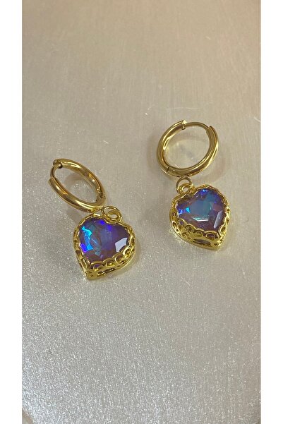 SELUVİA أقراط فولاذية متدلية على شكل قلب من حجر الهولوغرام - تفاصيل من حجر ال...