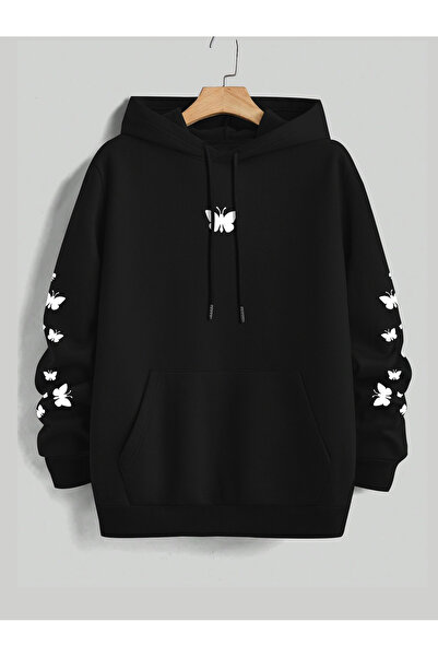 LORVANIY سويت شيرت للجنسين على شكل فراشة مطبوع 3 Thread K بغطاء رأس