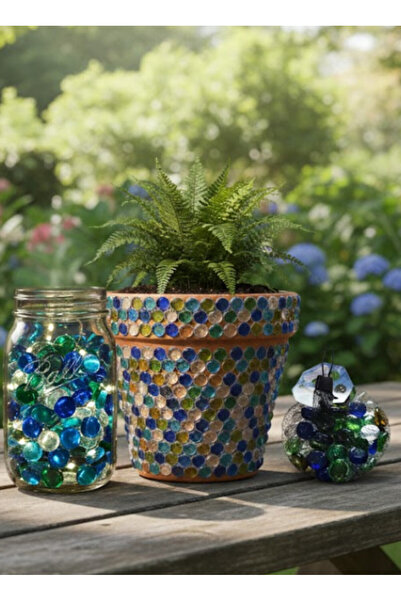 abnturk 50 Adet Cam Taşları, Işıklı Dekoratif Objeler Vazo Süslemesi Akvaryum...