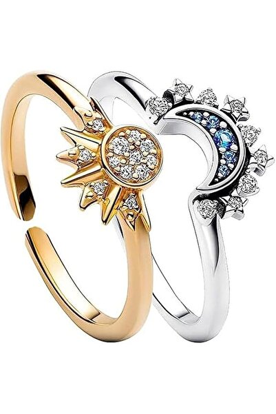 Heryerden Unique Moon and Sun Friendship Ring Symbol of Friendship