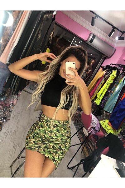 pink life Kamulaj Desen Etekli Siyah Büstiyerli Ikili Takım